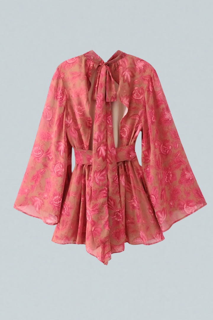 Damen Kleid Blumenmuster Rückenfrei Sommer Elegant