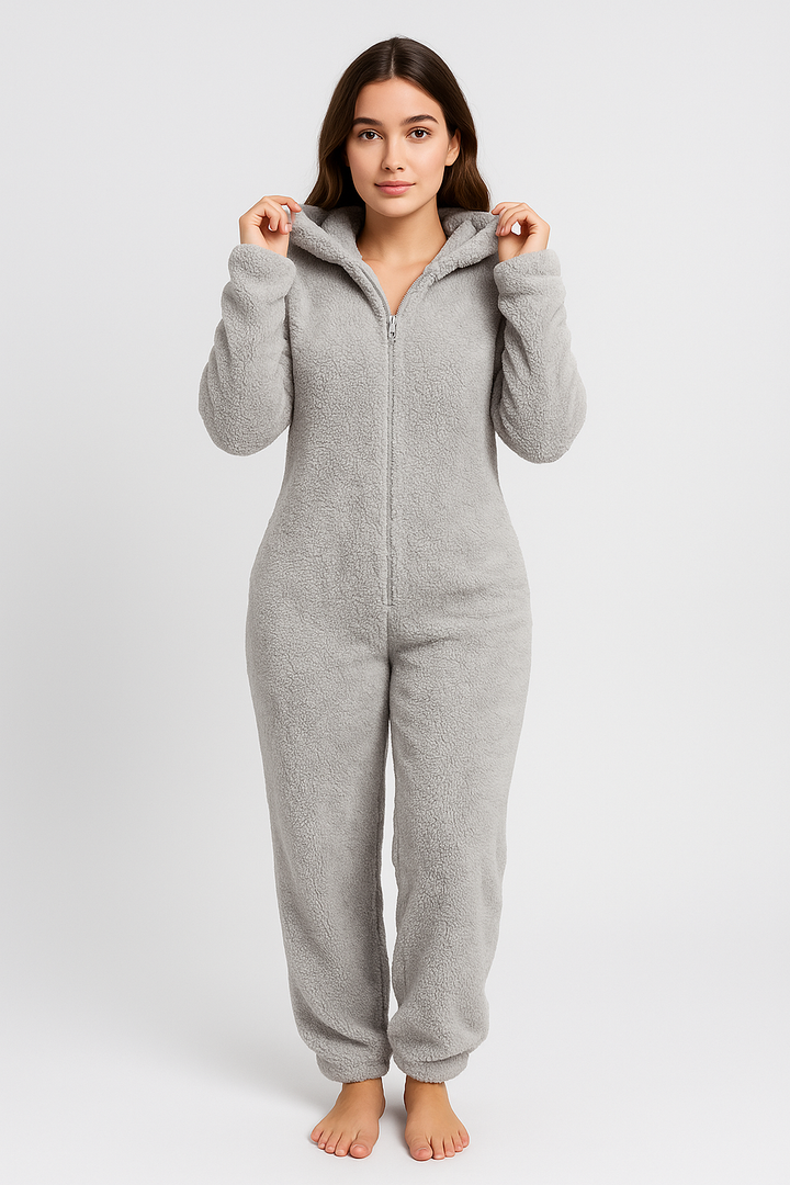 Damen Jumpsuit Plüsch Overall für Kuschelige Abende