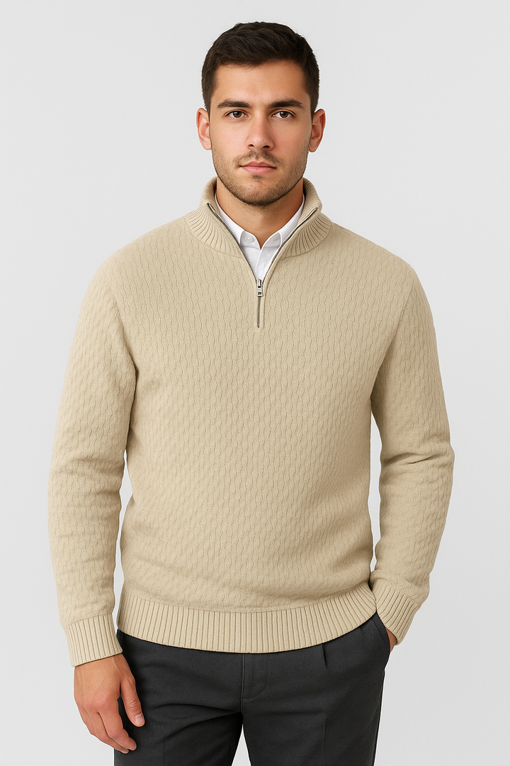 Herren Pullover Mock Neck mit Half-Zip