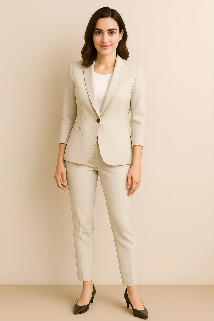 Damen Anzug Schwarz Größe M Polyester Blazer und Hose Set Festlich-2