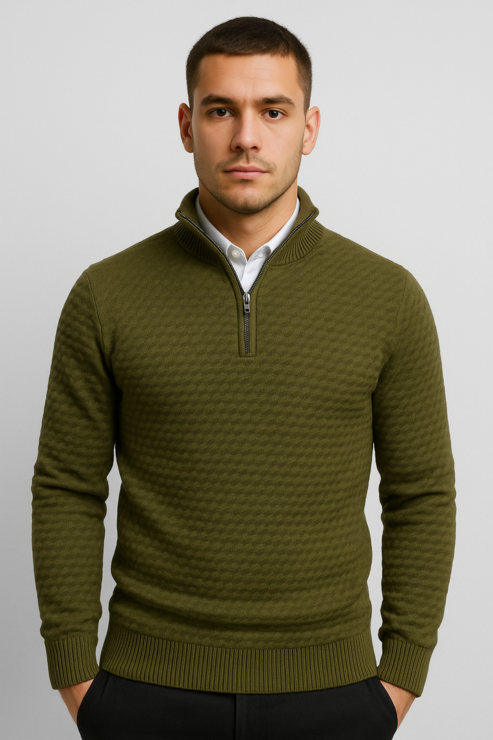 Herren Pullover Mock Neck mit Half-Zip