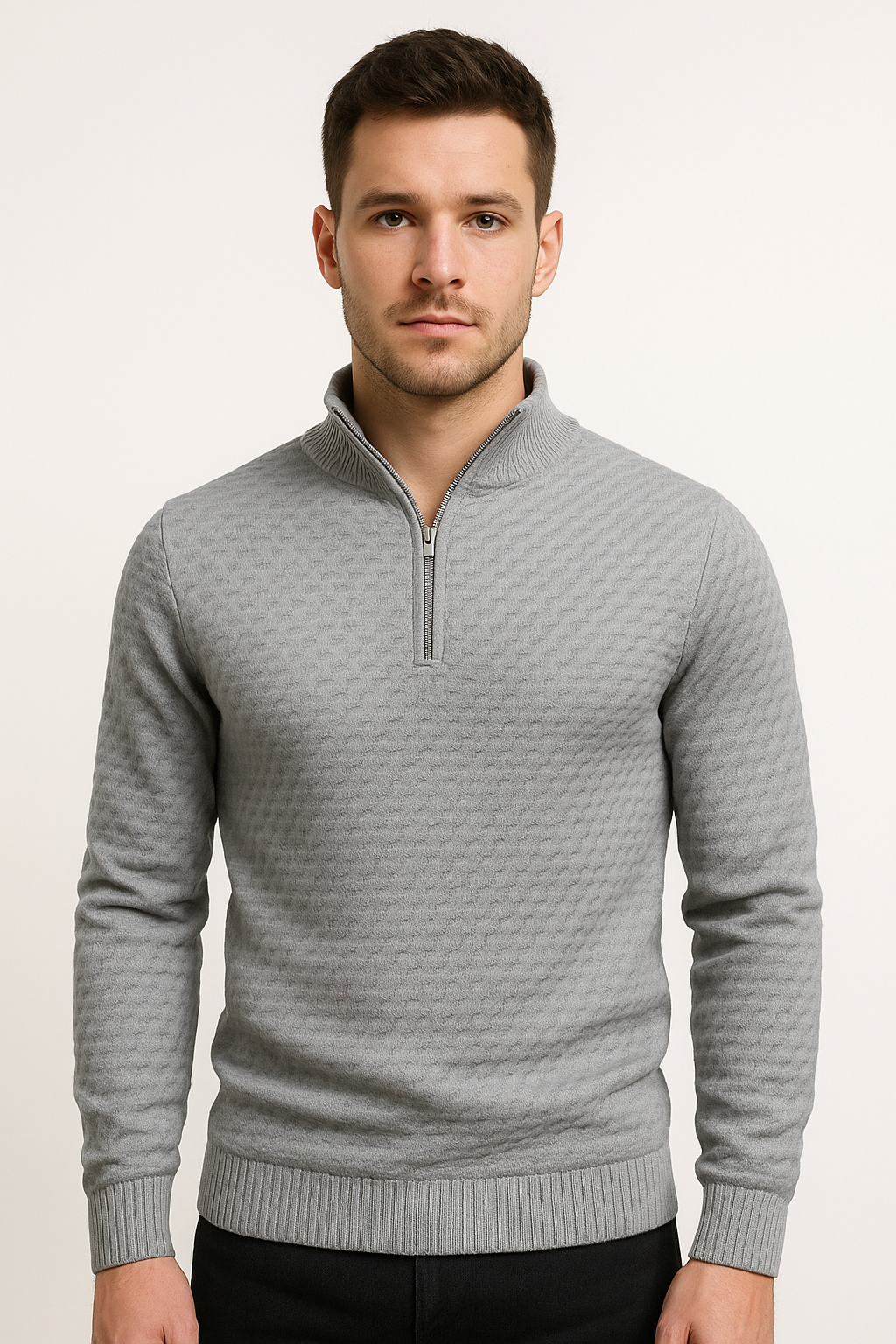 Herren Pullover Mock Neck mit Half-Zip