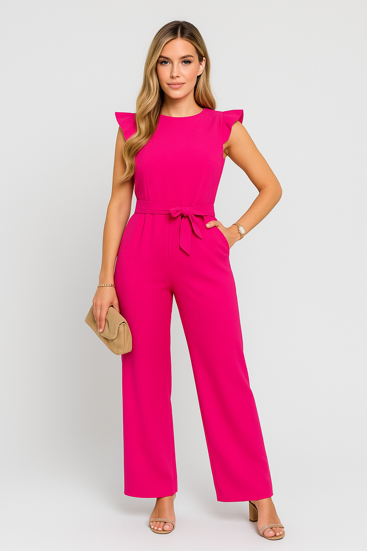 Damen Jumpsuit - Festlich, Elegant mit Gerüschten Ärmeln