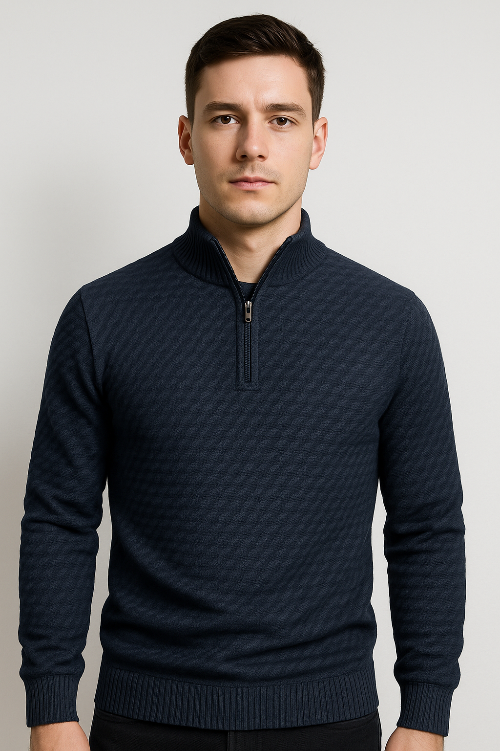 Herren Pullover Mock Neck mit Half-Zip