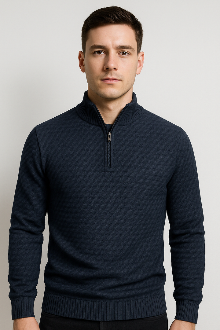 Herren Pullover Mock Neck mit Half-Zip