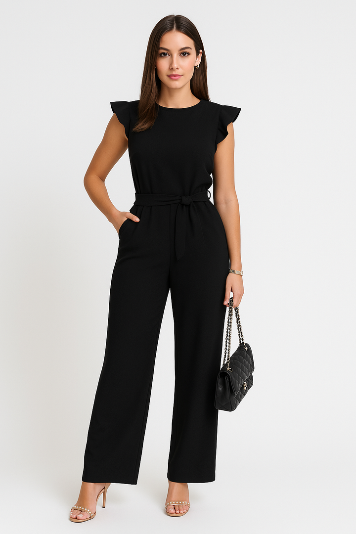 Damen Jumpsuit - Festlich, Elegant mit Gerüschten Ärmeln