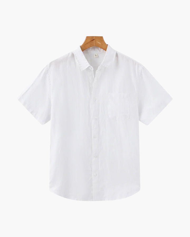 Variant image for Herren Leinenhemd Kurzarm Weiß Größe M Leinen - Sommer Hemd für Herren-6