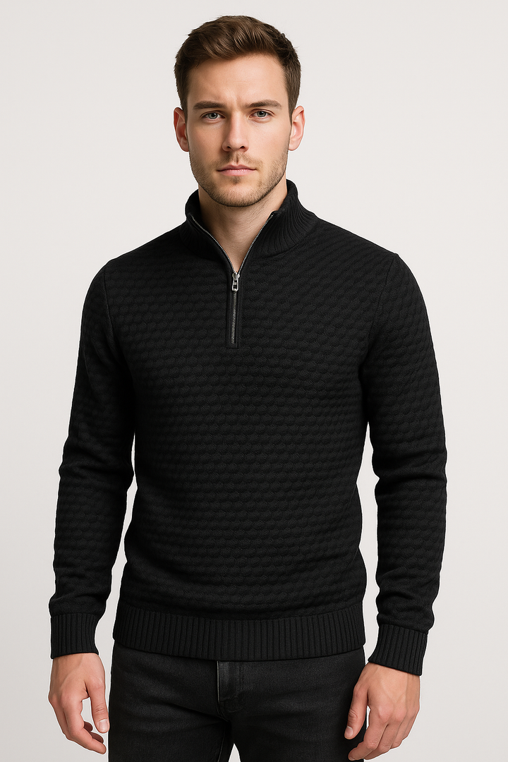 Herren Pullover Mock Neck mit Half-Zip