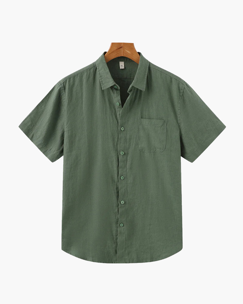 Variant image for Herren Leinenhemd Kurzarm Weiß Größe M Leinen - Sommer Hemd für Herren-16