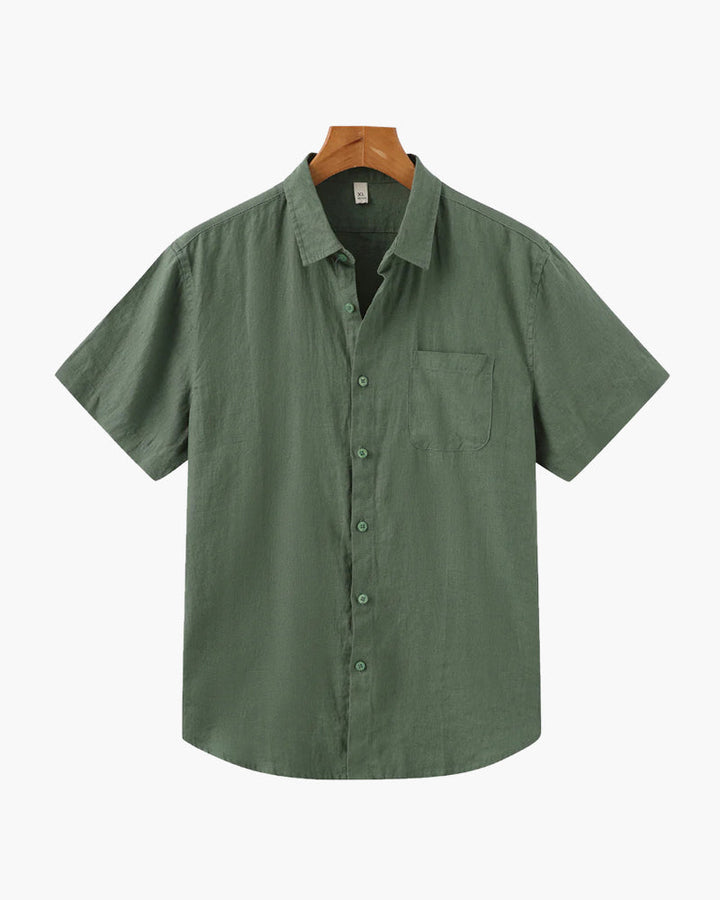 Variant image for Herren Leinenhemd Kurzarm Weiß Größe M Leinen - Sommer Hemd für Herren-16