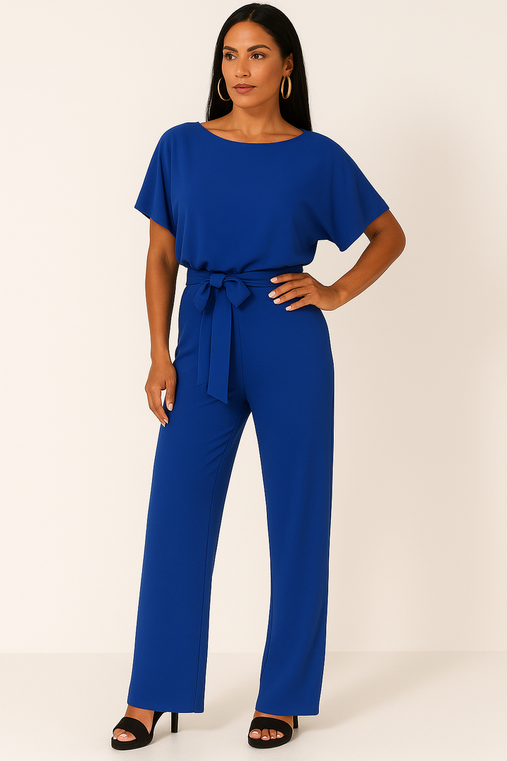 Damen Jumpsuit Schwarz Größe M Polyester, Festlich mit Verstellbarem Gürtel für Hochzeit und besondere Anlässe-5