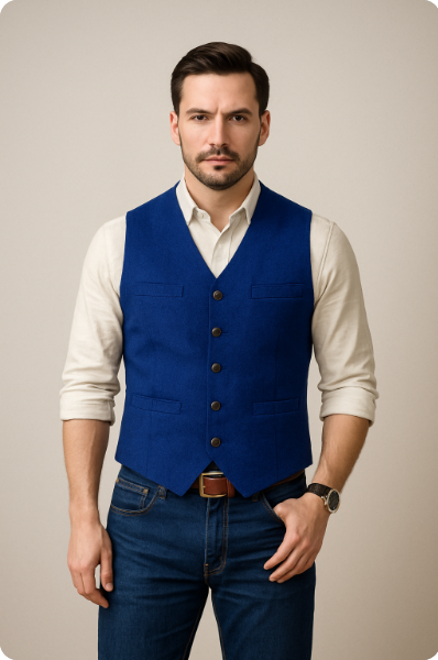 Herren Weste Schwarz Größe M Polyester Tailliert-1