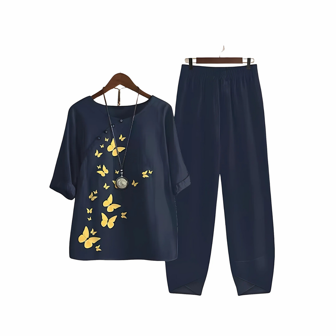 Damen Blusen- und Hosenset Mehrfarbig Größe M Polyester-1