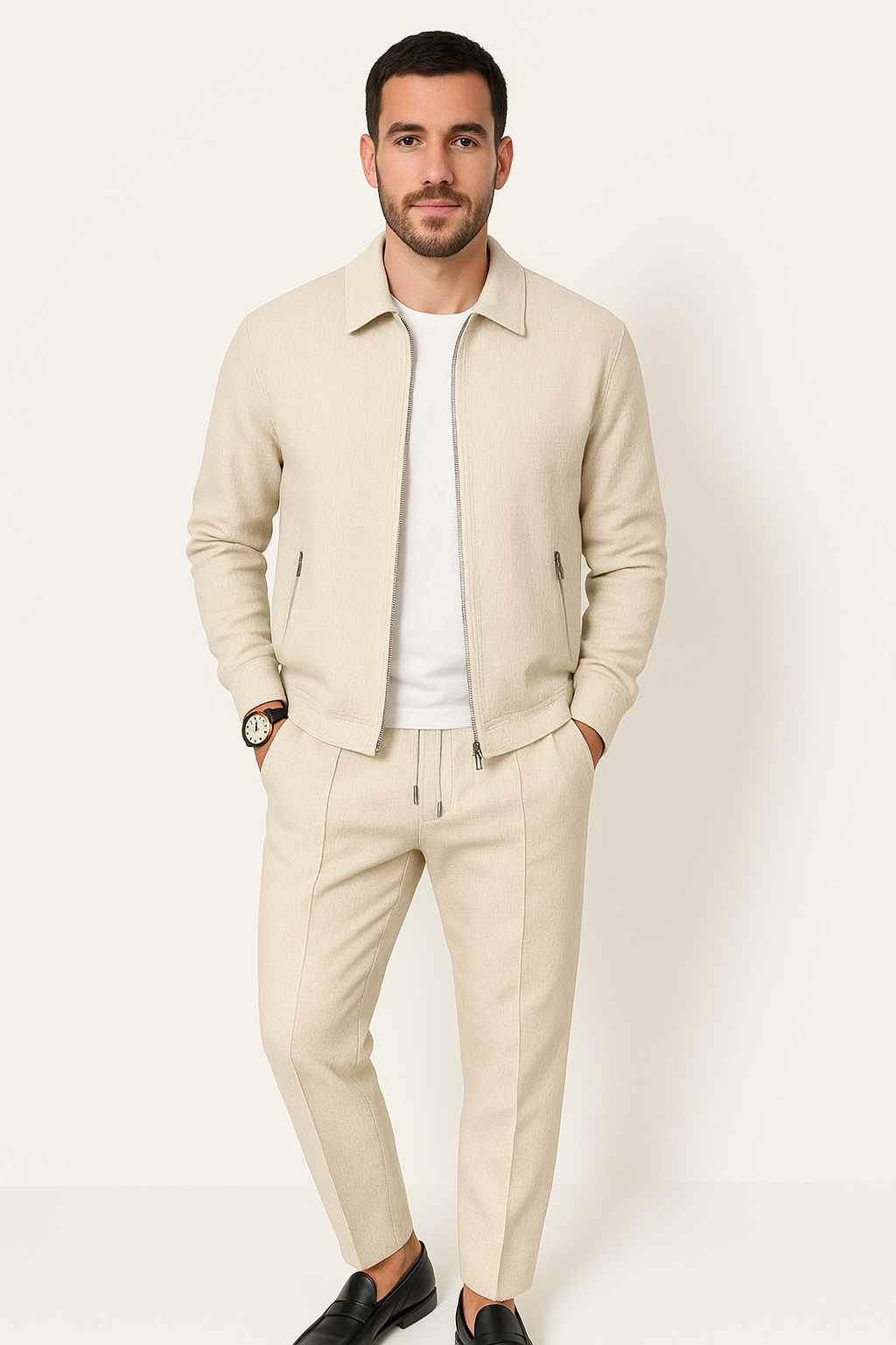 Damen Waffelstrick Set Beige Größe M 100% Baumwolle-1