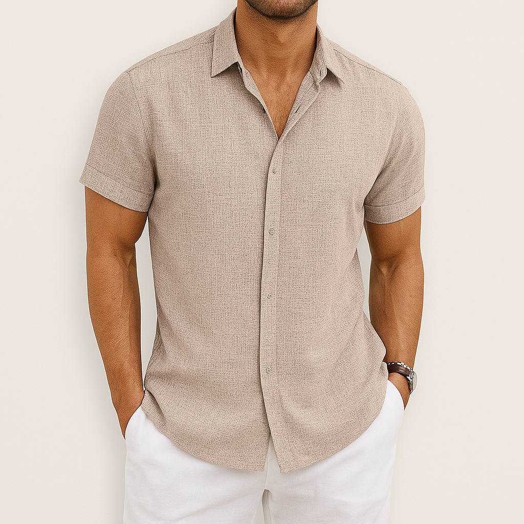 Herren Kurzarmhemd Blau Größe M Baumwolle Atmungsaktiv Sommer Hemd Herren-4