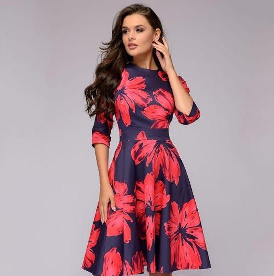 Damen Kleid Retro Figurbetont mit Puffärmeln für Festliche Anlässe 1