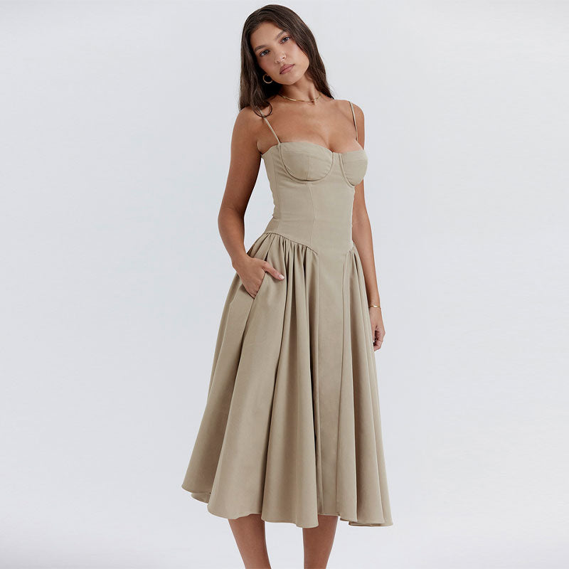 Damen Rückenfreies Sommerkleid Festlich für Hochzeitsgast und Elegante Anlässe 1