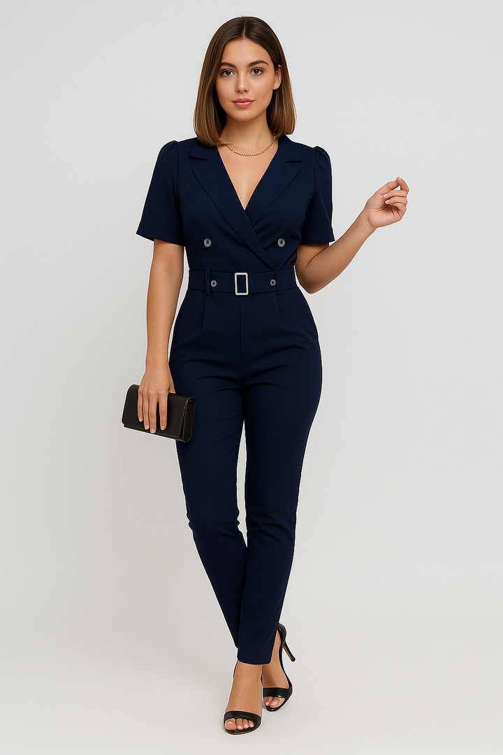 Damen Jumpsuit V-Ausschnitt Festlich Eleganter Look