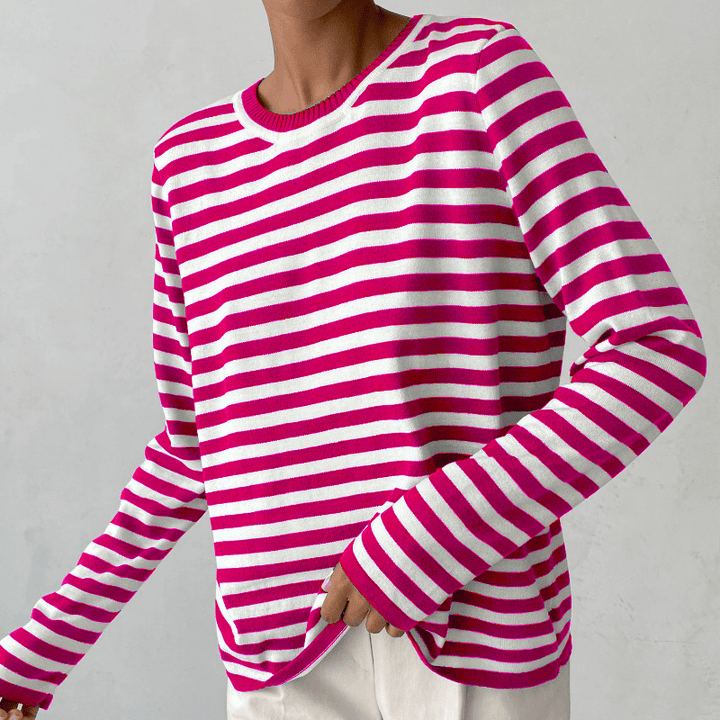 Variant image for Damen Pullover Gestreift Größe M Baumwolle-16