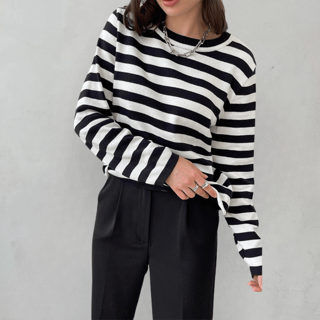 Variant image for Damen Pullover Gestreift Größe M Baumwolle-13