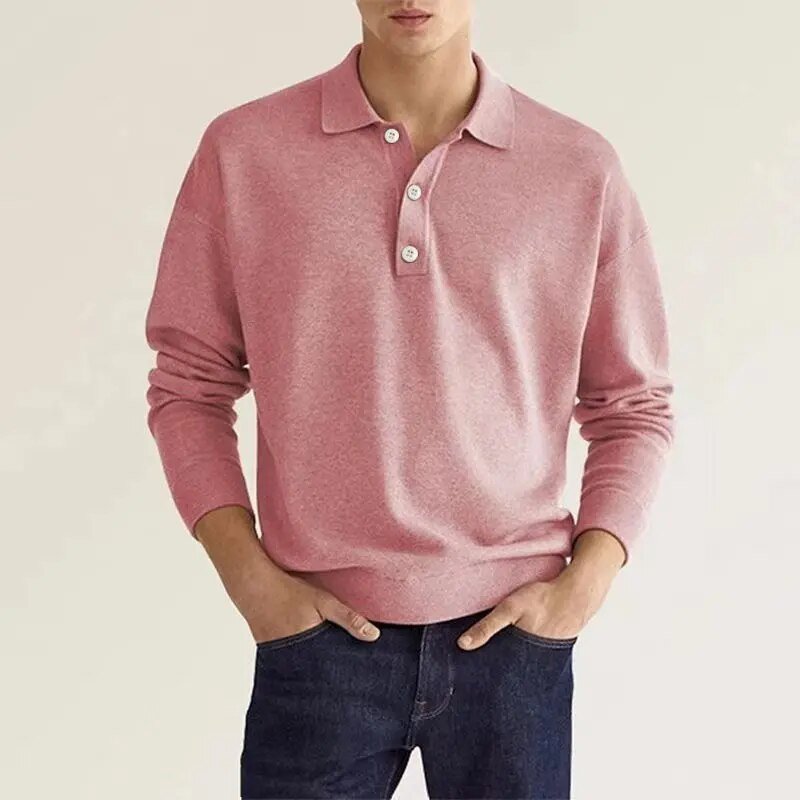 Variant image for Herren Langarm Poloshirt Blau Größe M Baumwolle-25