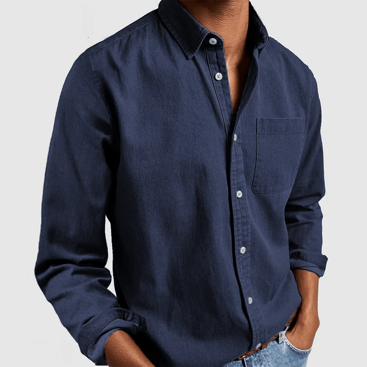 Variant image for Herren Langarmhemd Blau Größe M Polyester - Klassischer Schnitt für Büro und Freizeit-1