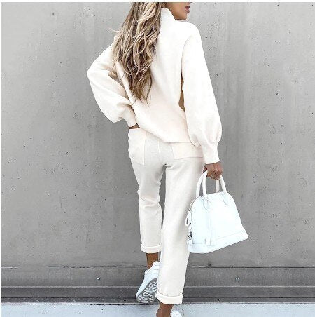 Damen Pullover und Hosen Set Grau Größe M Baumwolle-2