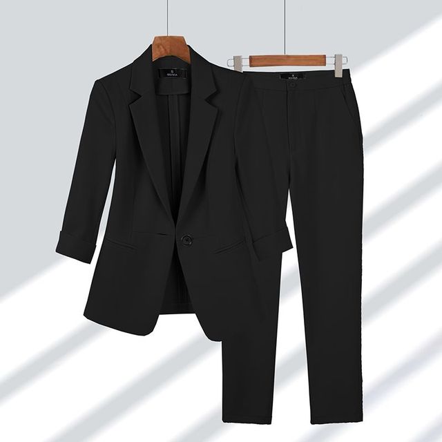 Variant image for Damen Anzug Schwarz Größe M Polyester Blazer und Hose Set Festlich-8