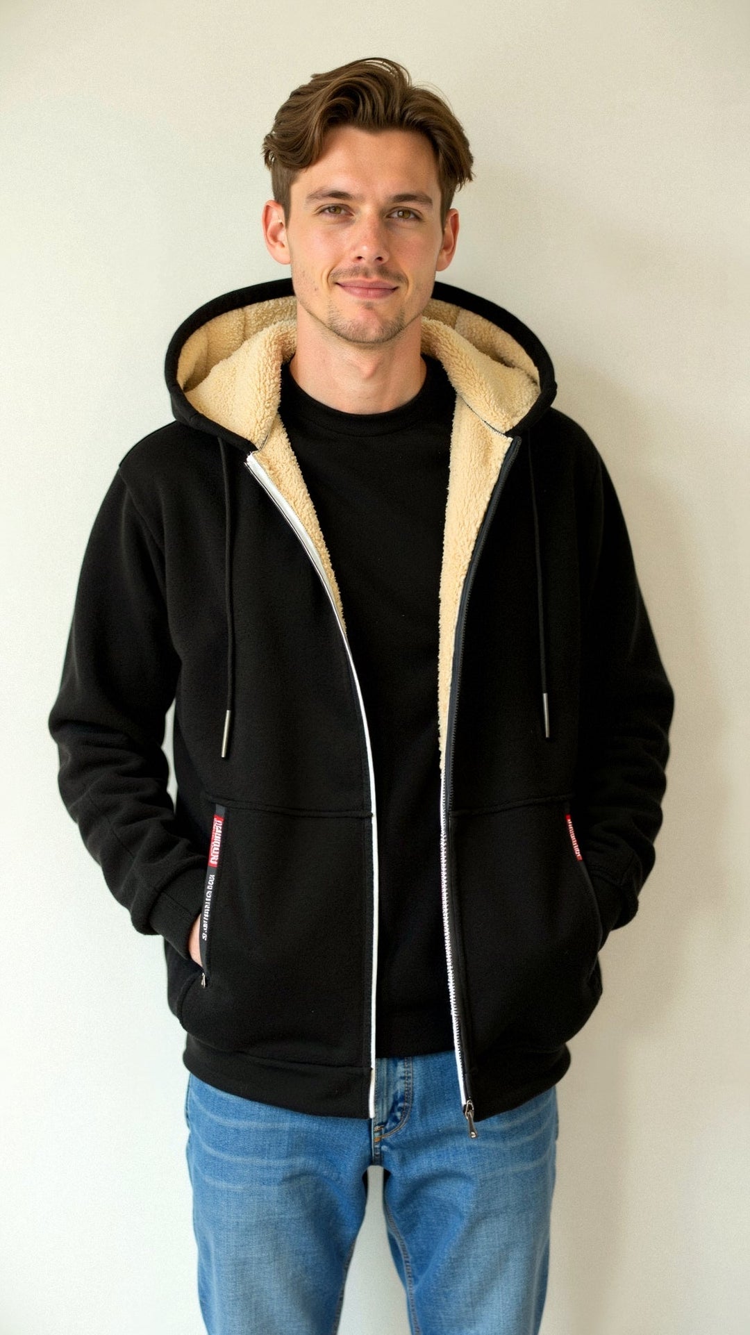 Herren Hoodie Grau Größe M Gefüttert Baumwolle-2