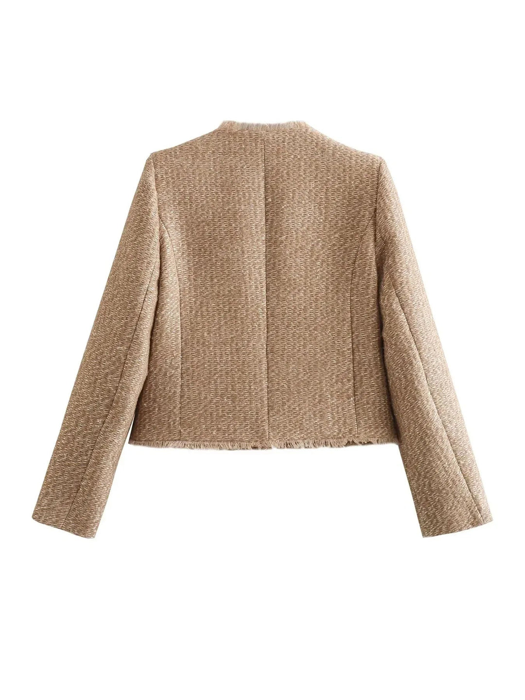 Damen Blazer Grau Größe M Polyester Tailliert Eleganter Tweed-Blazer-3