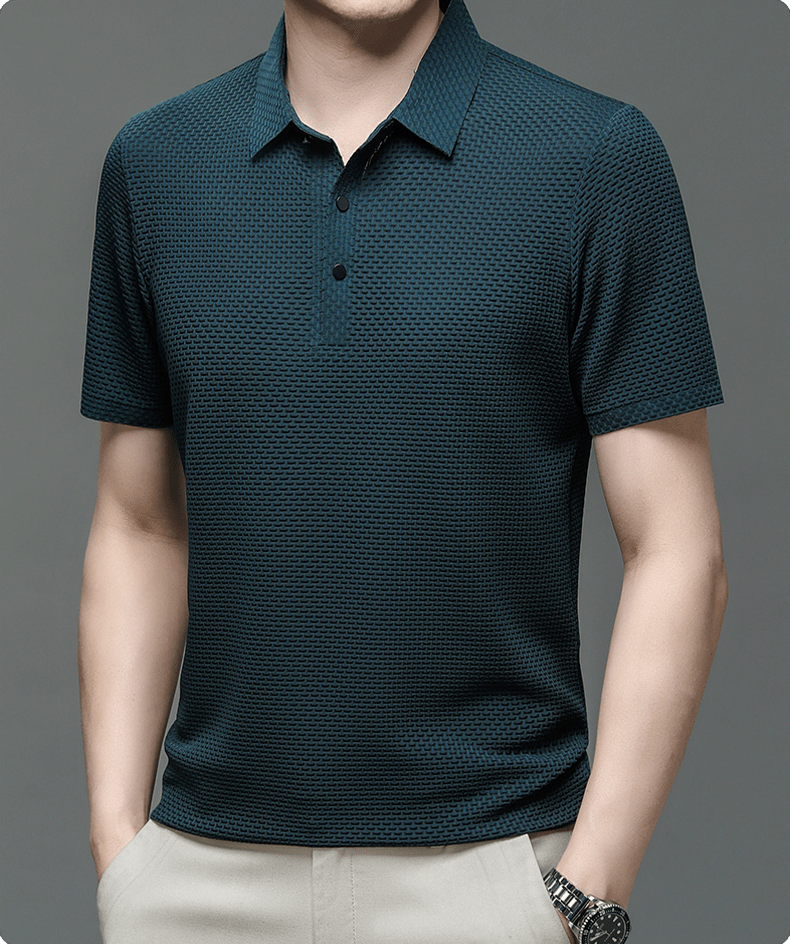 Herren Polohemd Blau Größe M Baumwolle Atmungsaktiv Kurzarm-5