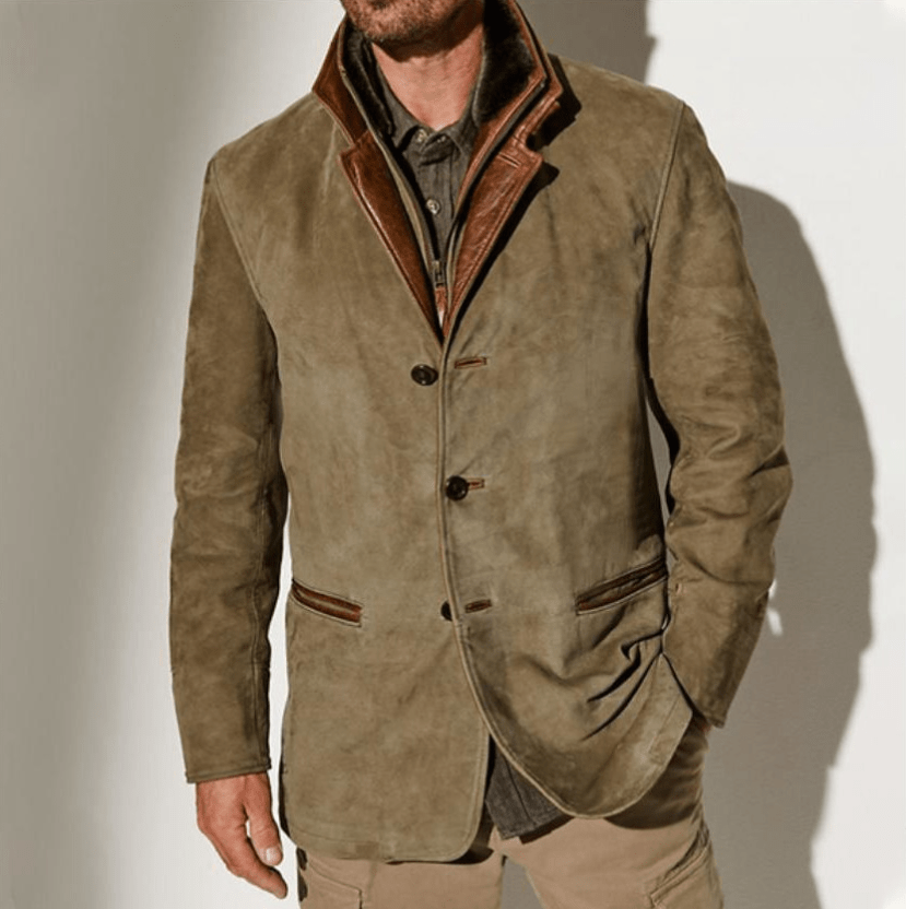 Herren Sakko Vintage Grau Größe M Baumwolle-2